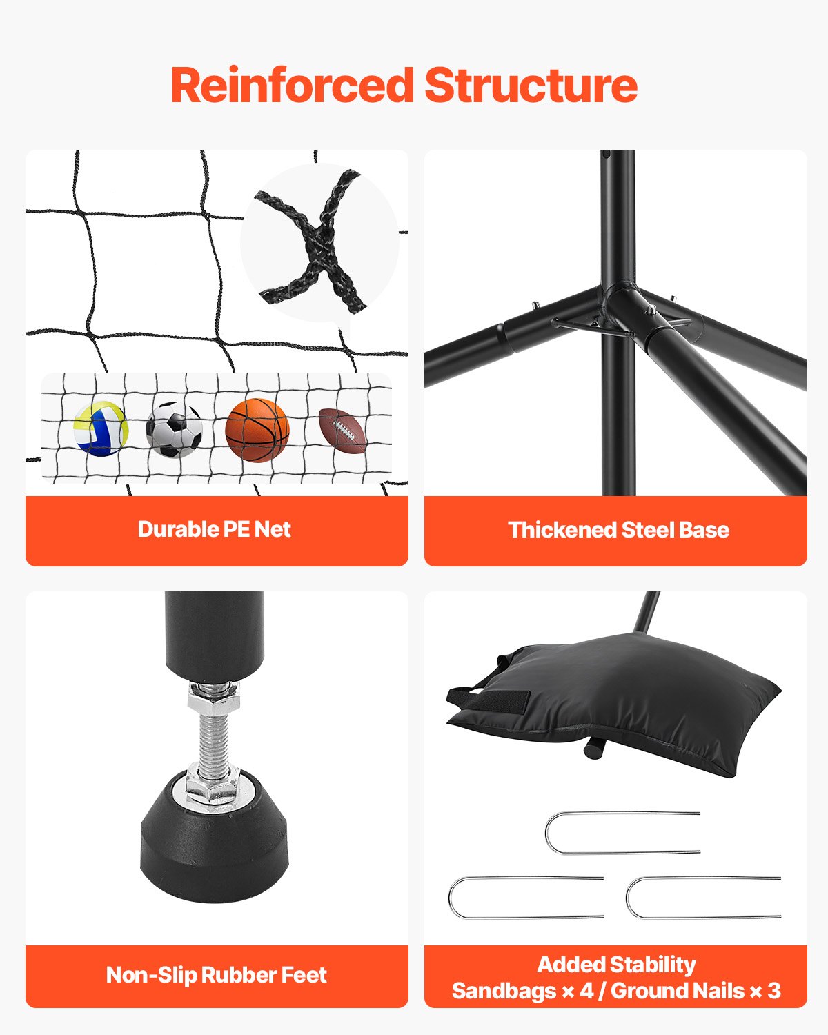 VEVOR Volleyball Setter Training Equipment, Angle and Height Adjustable Volleyball Trainer, Portable Practice Net with Steel Base, Carrying Bag, Indoor Outdoor Target Net for Serving Spiking Setting