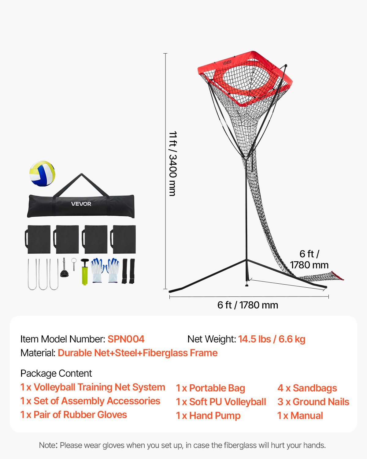 VEVOR Volleyball Setter Training Equipment, Angle and Height Adjustable Volleyball Trainer, Portable Practice Net with Steel Base, Carrying Bag, Indoor Outdoor Target Net for Serving Spiking Setting