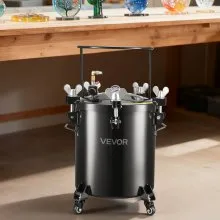 VEVOR Pressure Pot Paint Tank, 10.6 Gal/40 L Heavy Duty Steel Air Tool Pressure Pot, Spray Paint Pressures Pots with Three Quick-Connect Couplers for Home Use, DIY, Art Creations, Large-Diameter Tank