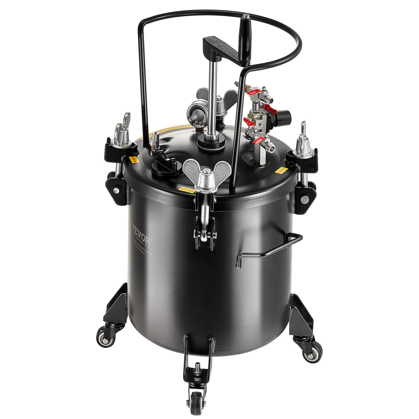 VEVOR Spray Paint Pressure Pot, 20L/5gal Pressure Pot Tank, 70 psi Adjustale Pressure, Steel Pressure Pot Paint Tank with Casters and Leak Repair Sealant, for Home Decor and Industry Painting