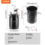 Δεξαμενή δοχείου πίεσης βαφής VEVOR 15L/3,75gal Σωλήνες πιστολιού ψεκασμού Μανόμετρο πίεσης