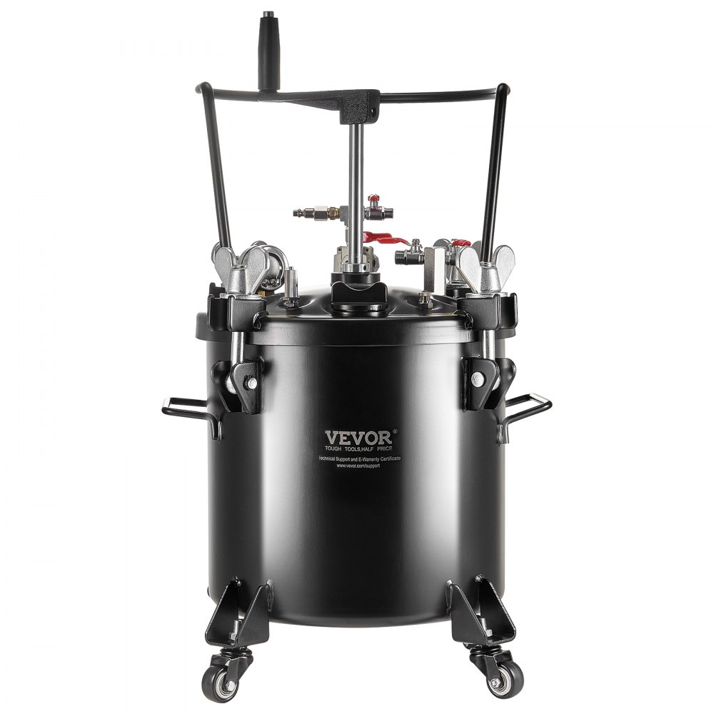VEVOR Spray Paint Pressure Pot, 20L/5gal Pressure Pot Tank, 70 psi Adjustale Pressure, Steel Pressure Pot Paint Tank with Casters and Leak Repair Sealant, for Home Decor and Industry Painting