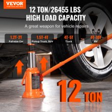 VEVOR Hydraulic Bottle Jack, 12 Ton/24000 LBS All Welded Bottle Jack, 7.5-14 inch Lifting Range, with 3-section Long Handle, for Car, Pickup Truck, Truck, RV, Auto Repair, Industrial Engineering
