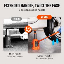 VEVOR Hydraulic Bottle Jack, 12 Ton/24000 LBS All Welded Bottle Jack, 190-355 mm Lifting Range, with 3-section Long Handle, for Car, Pickup Truck, Truck, RV, Auto Repair, Industrial Engineering
