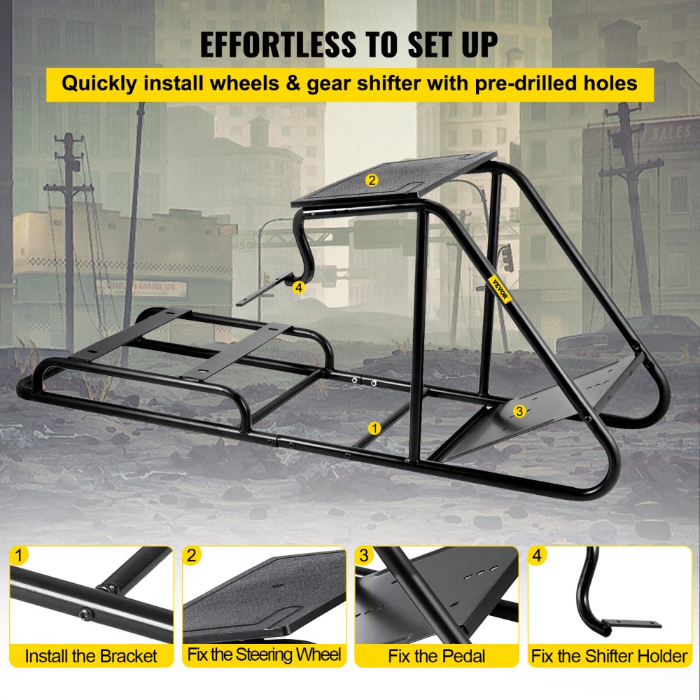 VEVOR Racing Simulator Cockpit Height Adjustable Racing Wheel Stand fit for Logitech G25, G27, G29, G920 Next Level Racing Wheel and Pedals Not Included