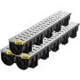 VEVOR Trench Drain System, Channel Drain with Metal Grate, 5.9x5.1-Inch HDPE Drainage Trench, Black Plastic Garage Floor Drain, 3x39 Trench Drain Grate, with 3 End Caps, for Garden, Driveway-3 Pack