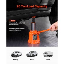 Hydraulic Bottle Jack 20 Ton Manual High Lift Automotive Car Repair Shop