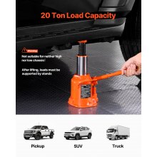 Hydraulic Bottle Jack 20 Ton Manual High Lift Automotive Car Repair Shop