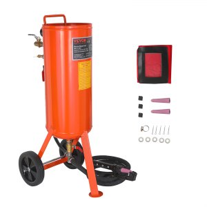 10 Gallon Air Sandblaster Tank Kit - Includes Hose, Nozzle, Hood & Regulator - 120 PSI Max - Portable Sand Blasting