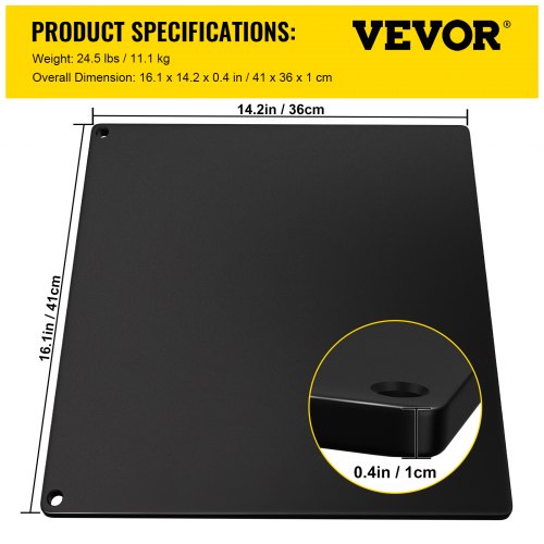 VEVOR Steel Pizza Stone for Oven, Steel Pizza Plate, A36 Steel Baking Steel Pizza Stone for Grill, Steel Pizza Pan with 20x Higher Conductivity for Pizza & Bread Indoor & Outdoor (Balck)