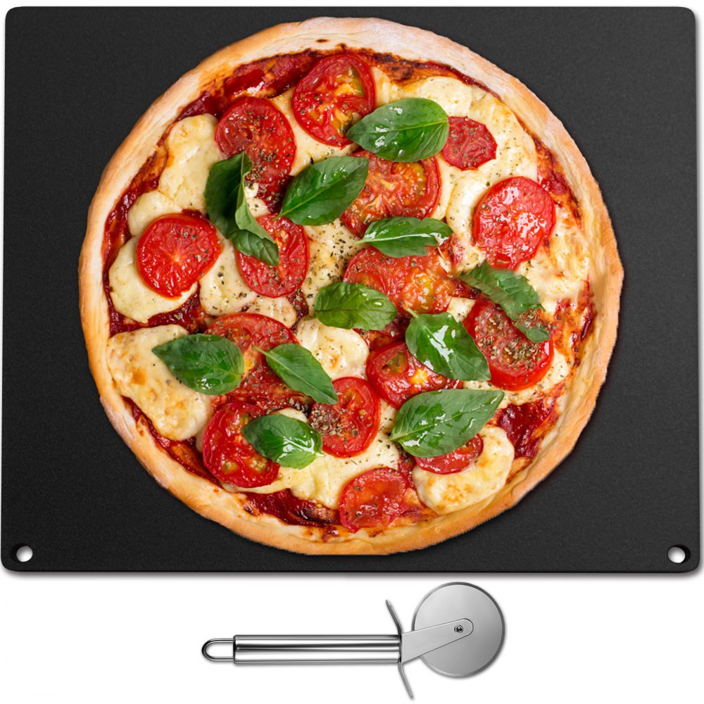 VEVOR Pizza Pans 16.1 in. x 14.2 in. x 0.4 in. Non-Stick Steel Baking Steel Pizza Stone with 20X Higher Conductivity, Black