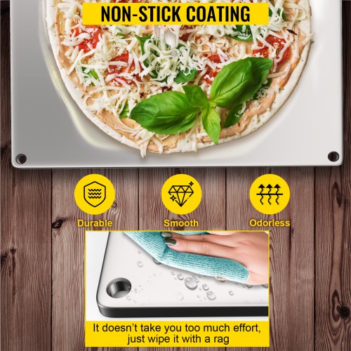 VEVOR Baking Steel Pizza, Square Steel Pizza Stone , 16\" x 16\" Steel Pizza Plate, 0.2\"Thick Steel Pizza Pan, High-Performance Pizza Steel for Grill and Oven, Baking Surface for Oven Cooking and Bak