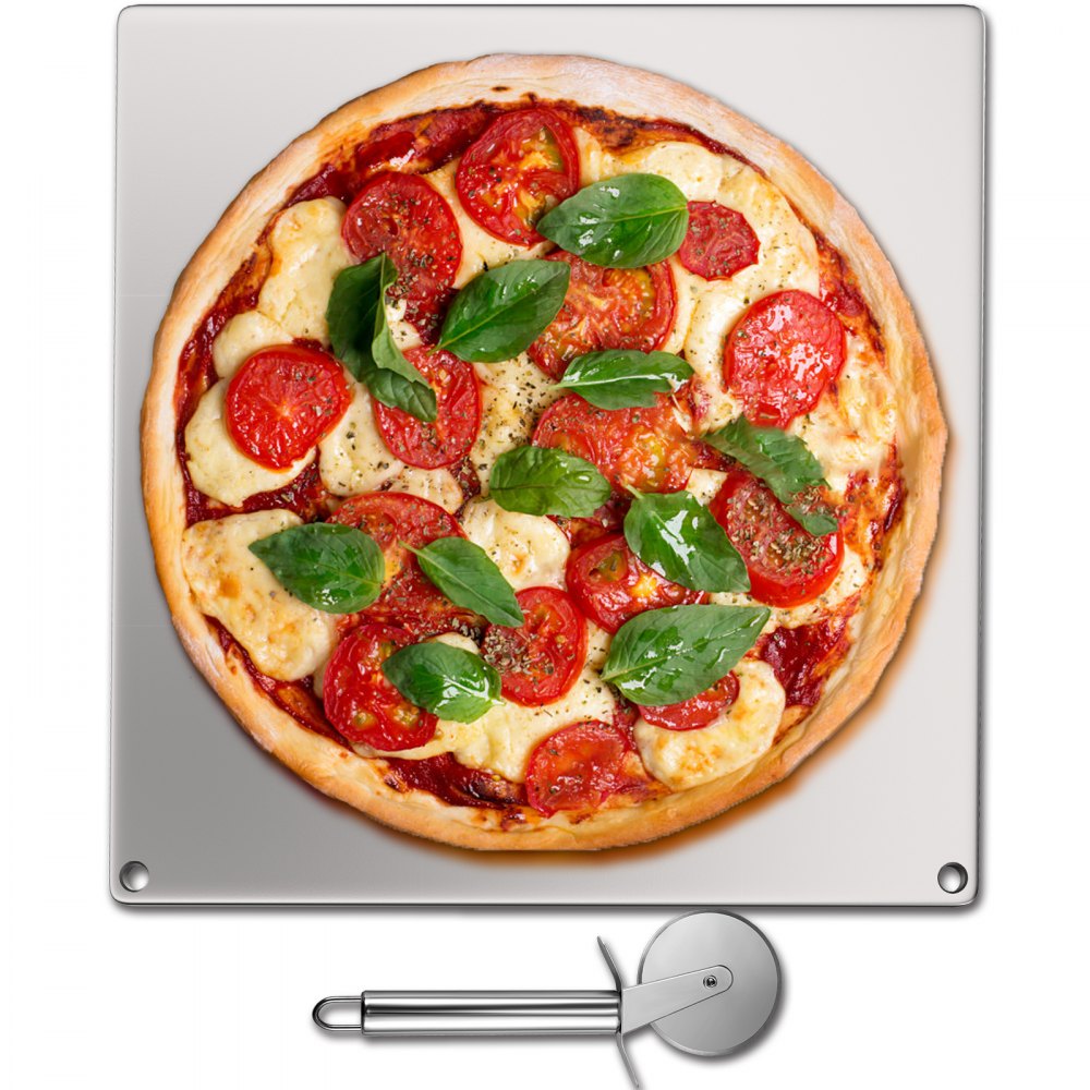 VEVOR Piedra para pizza de acero, acero sólido para hornear, placa de acero para pizza de 16.0 x 14.0 in, bandeja para pizza de acero de 0.2 pulgadas de grosor, acero para pizza de alto rendimiento para parrilla y horno, superficie para hornear para cocinar y hornear en horno