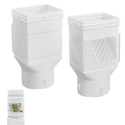 VEVOR Gutter Downspouts, Downspout Diverter Rainwater Collection System Fits for 2x3 or 3x4 Inch Standard Inlet and Φ4inch Outlet, Flexible Rain Water Barrel Kit with Mesh Screen & Transparent, White
