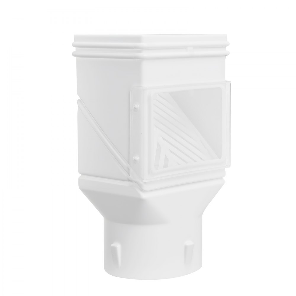 VEVOR Gutter Downspouts, Downspout Diverter Rainwater Collection System Fits for 2x3 or 3x4 Inch Standard Inlet and Φ4inch Outlet, Flexible Rain Water Barrel Kit with Mesh Screen & Transparent, White