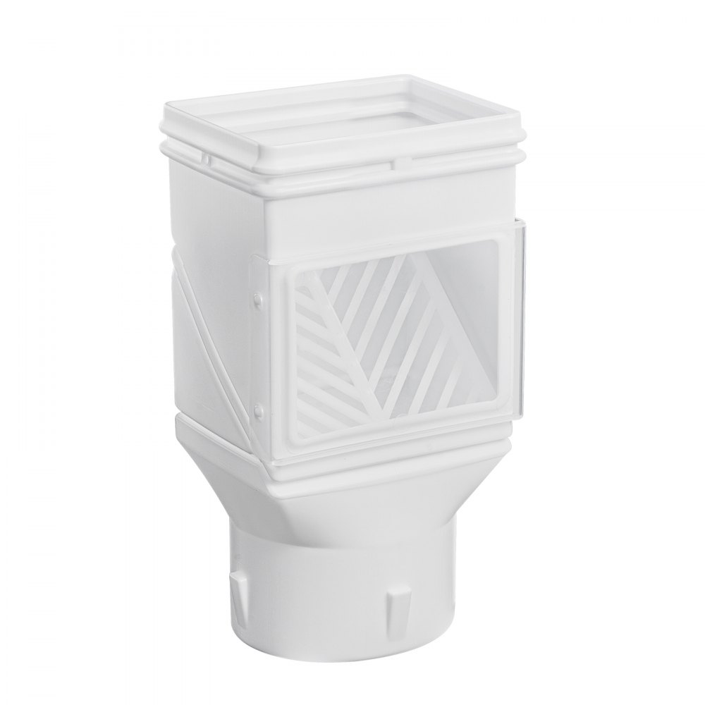 VEVOR Gutter Downspouts, Downspout Diverter Rainwater Collection System Fits for 2x3 or 3x4 Inch Standard Inlet and Φ4inch Outlet, Flexible Rain Water Barrel Kit with Mesh Screen & Transparent, White