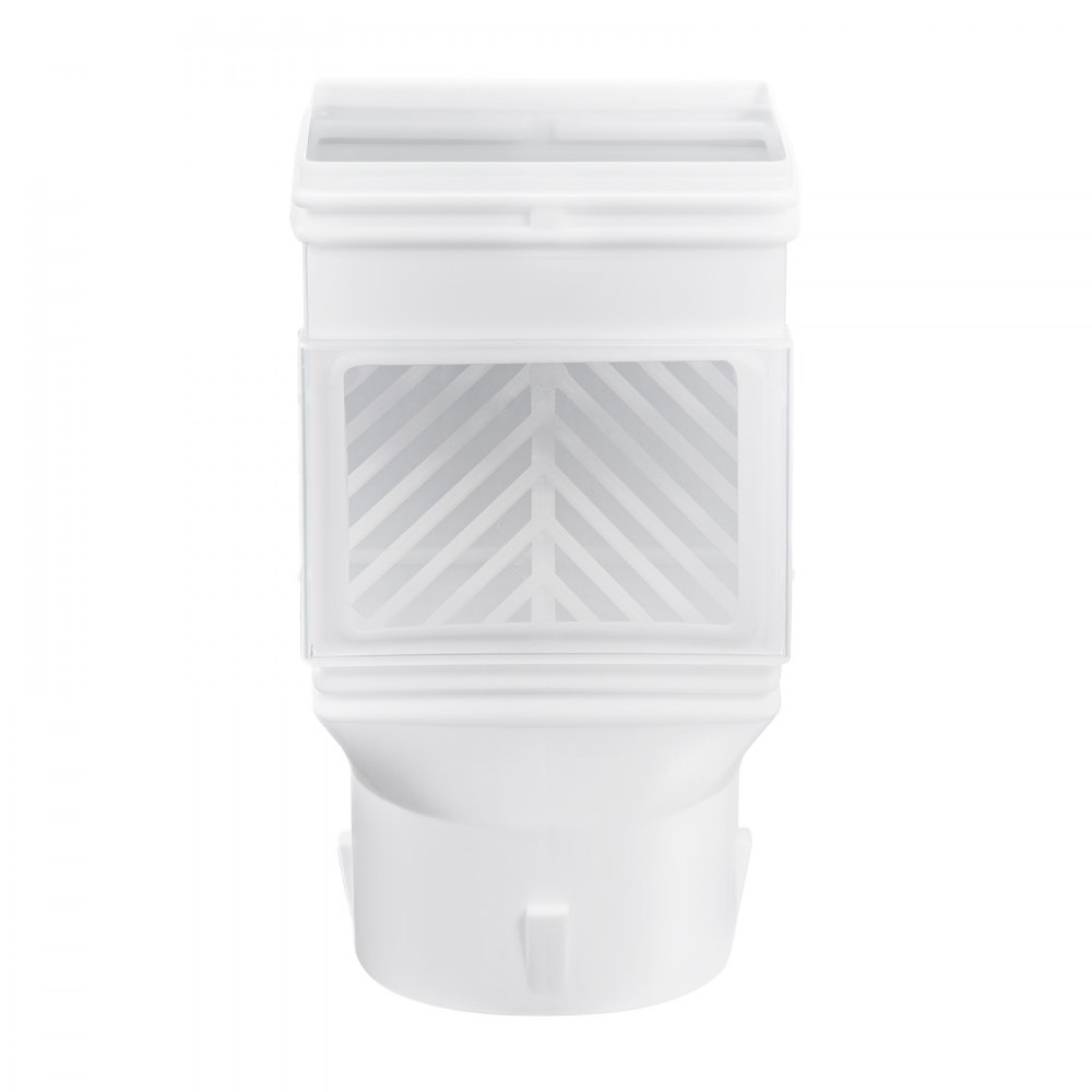 VEVOR Gutter Downspouts, Downspout Diverter Rainwater Collection System Fits for 2x3 or 3x4 Inch Standard Inlet and Φ4inch Outlet, Flexible Rain Water Barrel Kit with Mesh Screen & Transparent, White