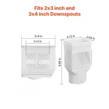 VEVOR Gutter Downspouts, Downspout Diverter Rainwater Collection System Fits for 2x3 or 3x4 Inch Standard Inlet and Φ4inch Outlet, Flexible Rain Water Barrel Kit with Mesh Screen & Transparent, White