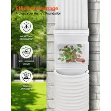 VEVOR Gutter Downspouts, Downspout Diverter Rainwater Collection System Fits for 2x3 or 3x4 Inch Standard Inlet and Φ4inch Outlet, Flexible Rain Water Barrel Kit with Mesh Screen & Transparent, White