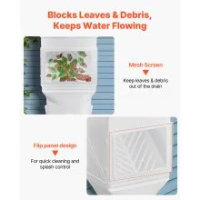 VEVOR Gutter Downspouts, Downspout Diverter Rainwater Collection System Fits for 2x3 or 3x4 Inch Standard Inlet and Φ4inch Outlet, Flexible Rain Water Barrel Kit with Mesh Screen & Transparent, White
