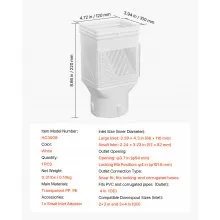 VEVOR Gutter Downspouts, Downspout Diverter Rainwater Collection System Fits for 2x3 or 3x4 Inch Standard Inlet and Φ4inch Outlet, Flexible Rain Water Barrel Kit with Mesh Screen & Transparent, White