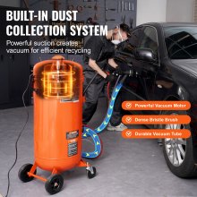 VEVOR 28 Gallon Vacuum Sand Blaster, Dustless Sandblaster with Built-in 1200W Vacuum System for Dust Control and Abrasive Recycle, 60-110 PSI Heavy Duty Abrasive Blasting Machine