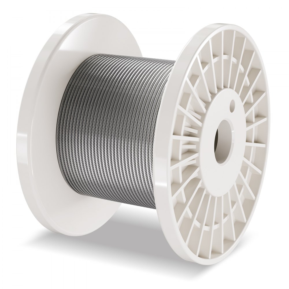 VEVOR Wire Rope Kit, 1/8" 100 ft 304 Stainless Steel Cable with 59 Accessories, 650 lbs Breaking Strength, 7x7 Strands Construction Marine Aircraft Grade for Handrail Stair Decking Fence Outdoors