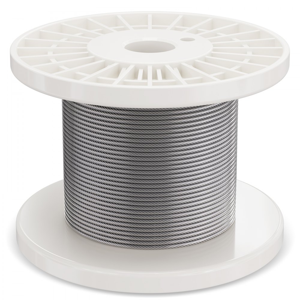 VEVOR Wire Rope Kit, 1/8" 100 ft 304 Stainless Steel Cable with 59 Accessories, 650 lbs Breaking Strength, 7x7 Strands Construction Marine Aircraft Grade for Handrail Stair Decking Fence Outdoors