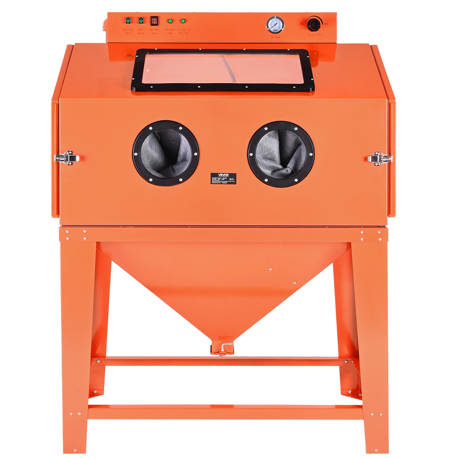 VEVOR 115 Gallon Sandblasting Cabinet, Heavy Duty Steel Sand Blasting Cabinet with 31-Gallon Media Hopper, Dual Blasting Guns & 1.6HP Dust Collector for Oversized Parts Surface Finishing, Rust Removal