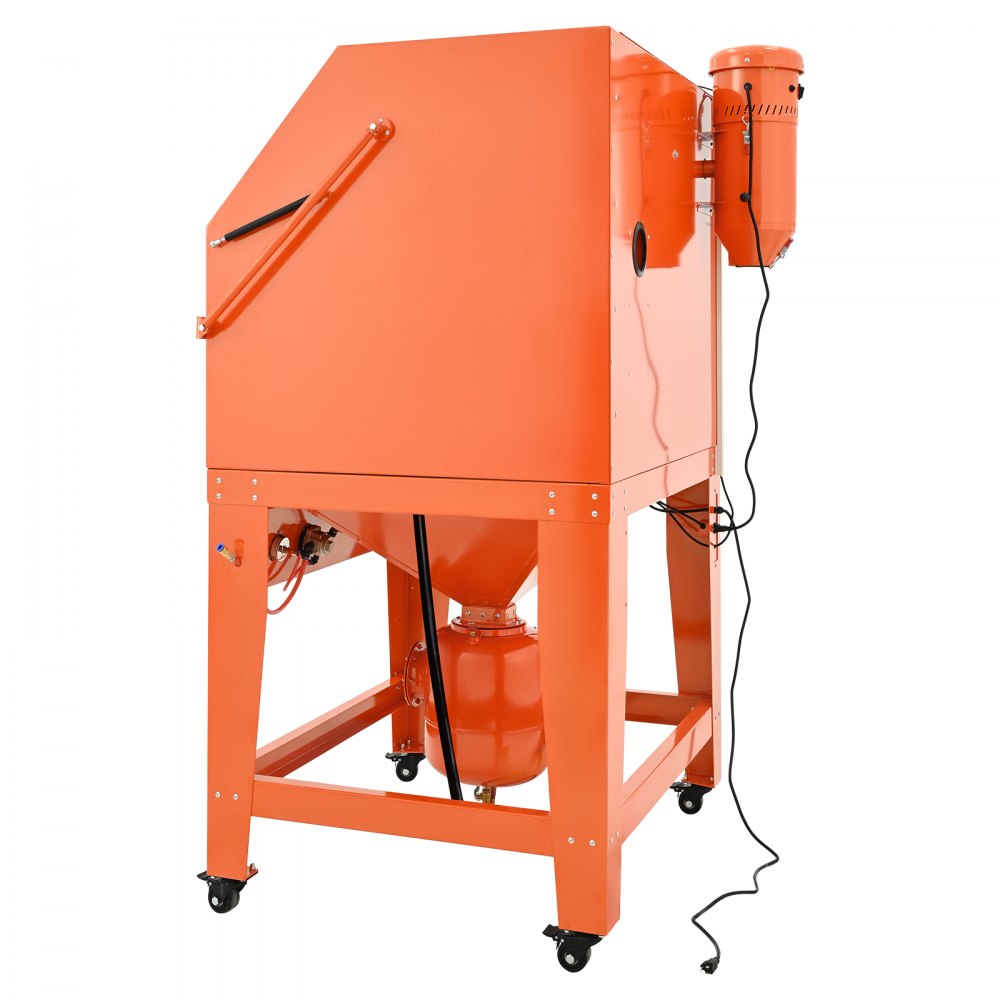VEVOR 245 Gallon Sandblasting Cabinet with Pressurized Tank, Heavy Duty Steel Sand Blasting Cabinet on Wheels - with 32 Gallon Media Hopper & 1.6HP Dust Collector for Oversized Parts Surface Finishing