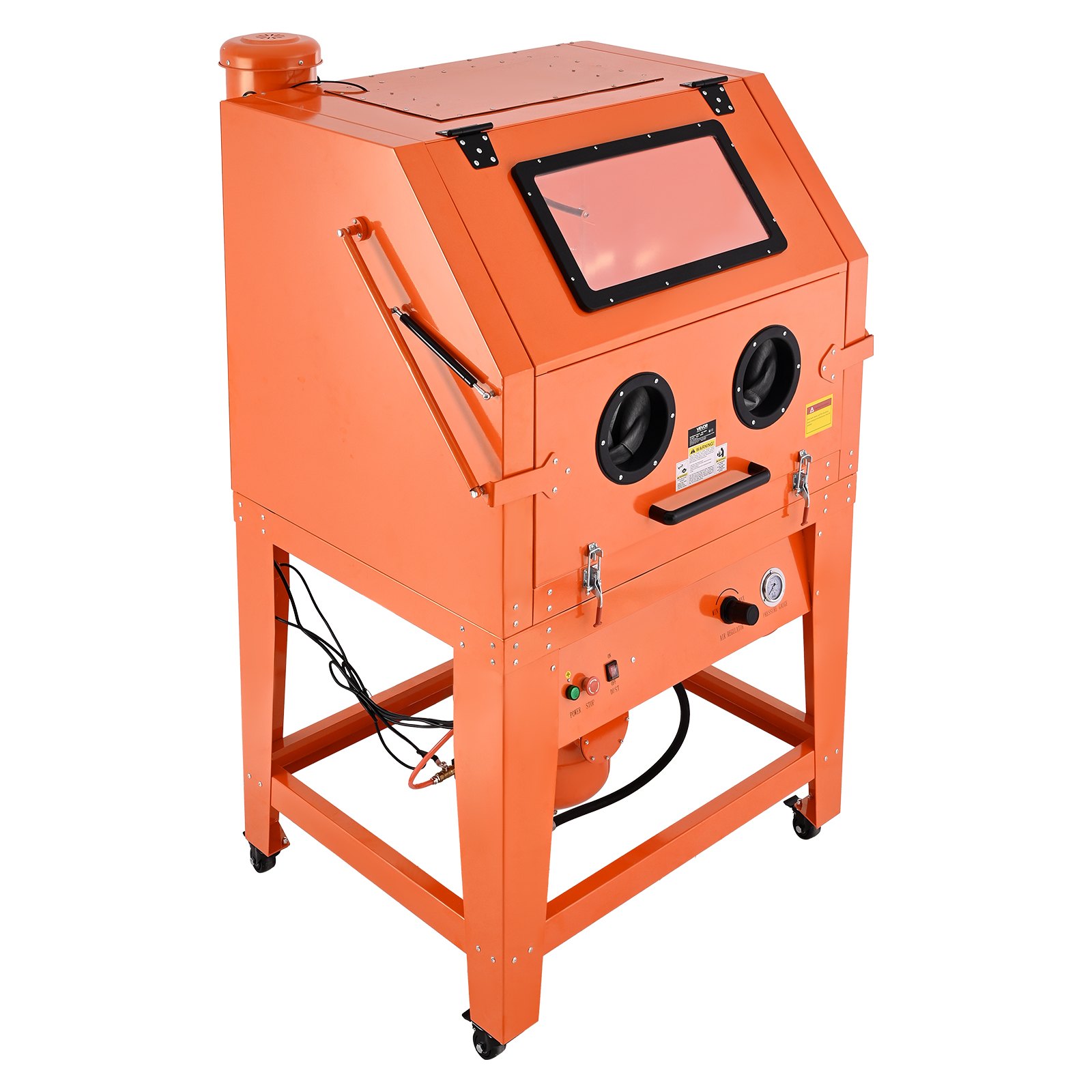 VEVOR 245 Gallon Sandblasting Cabinet with Pressurized Tank, Heavy Duty Steel Sand Blasting Cabinet on Wheels - with 32 Gallon Media Hopper & 1.6HP Dust Collector for Oversized Parts Surface Finishing