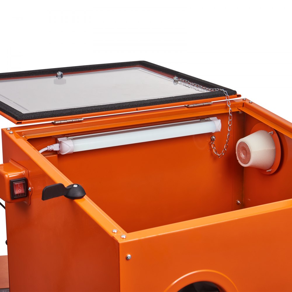 VEVOR 25 Gallon Sandblasting Cabinet, 40-120PSI Portable Benchtop Sand Blasting Cabinet, Heavy Duty Steel Sand Blaster with Blasting Gun & 4 Ceramic Nozzles for Paint, Stain, Rust Removal