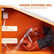 VEVOR 40 Gallon Sandblasting Cabinet, 40-120PSI Portable Benchtop Sand Blasting Cabinet, Heavy Duty Steel Sand Blaster with Blasting Gun & 4 Ceramic Nozzles for Paint, Stain, Rust Removal