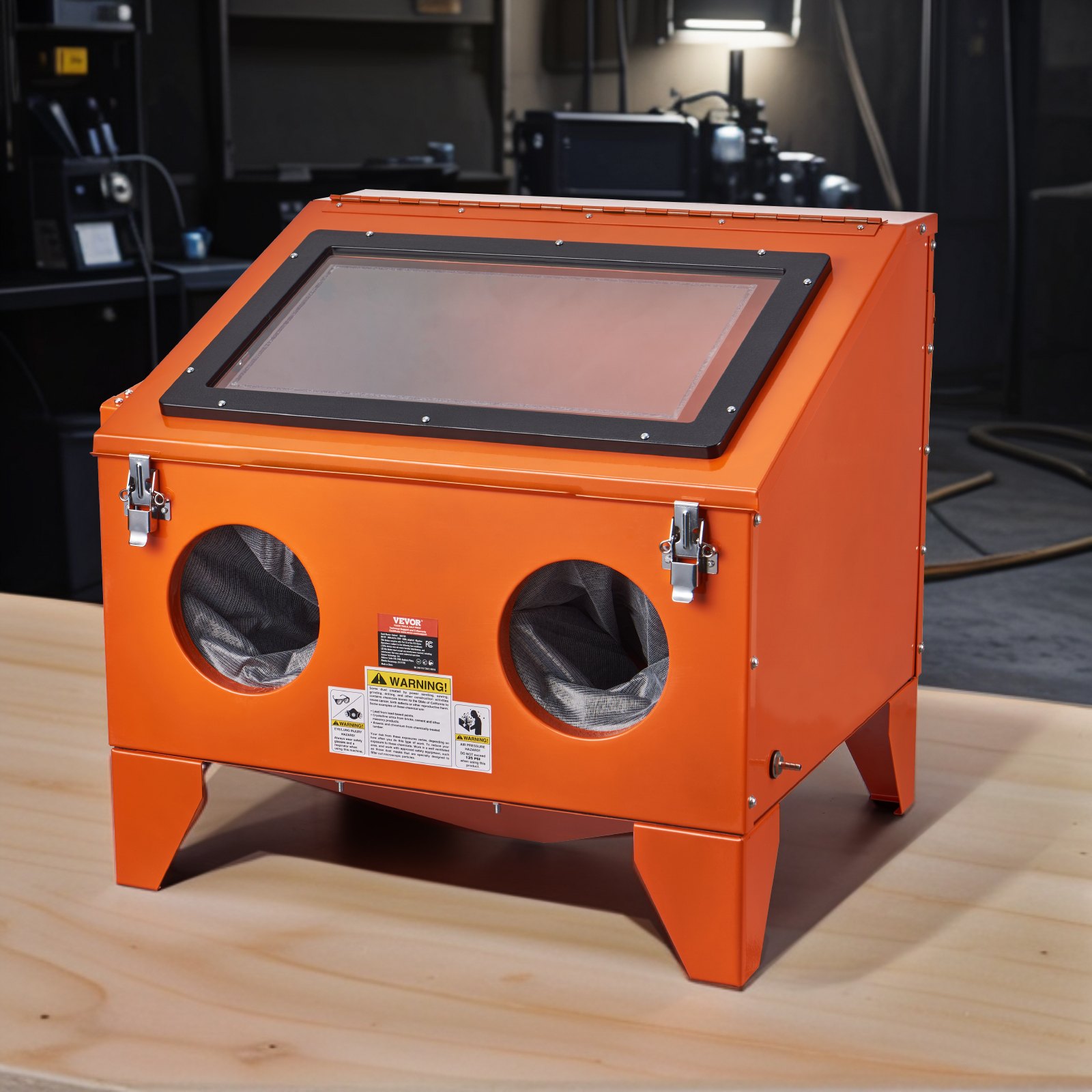 VEVOR 40 Gallon Sandblasting Cabinet, 40-120PSI Portable Benchtop Sand Blasting Cabinet, Heavy Duty Steel Sand Blaster with Blasting Gun & 4 Ceramic Nozzles for Paint, Stain, Rust Removal