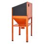 Armario de chorro de arena VEVOR en color naranja con sección superior negra y patas de acero resistentes.