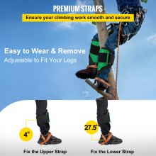 VEVOR Tree Climbing Spikes, 1 Pair Alloy Steel Pole Climbing Spurs, w/ Adjustable Straps and EVA Leg Padding, Arborist Equipment for Climbers, Logging, Hunting Observation, Fruit Picking