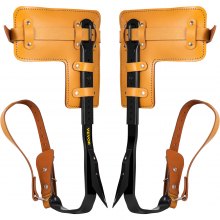 VEVOR Tree Climbing Spikes, 1 Pair Alloy Steel Pole Climbing Spurs, with Adjustable Height and Cow Leather Straps, Arborist Equipment for Climbers, Logging, Hunting Observation, Fruit Picking
