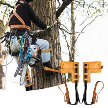 VEVOR Tree Climbing Spikes, 1 Pair Alloy Steel Pole Climbing Spurs, w/ Adjustable Height and Cow Leather Straps, Arborist Equipment for Climbers, Logging, Hunting Observation, Fruit Picking