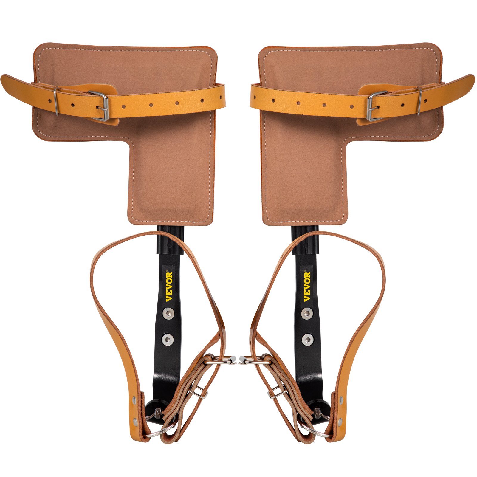 VEVOR Tree Climbing Spikes, 1 Pair Alloy Steel Pole Climbing Spurs, with Adjustable Height and Cow Leather Straps, Arborist Equipment for Climbers, Logging, Hunting Observation, Fruit Picking