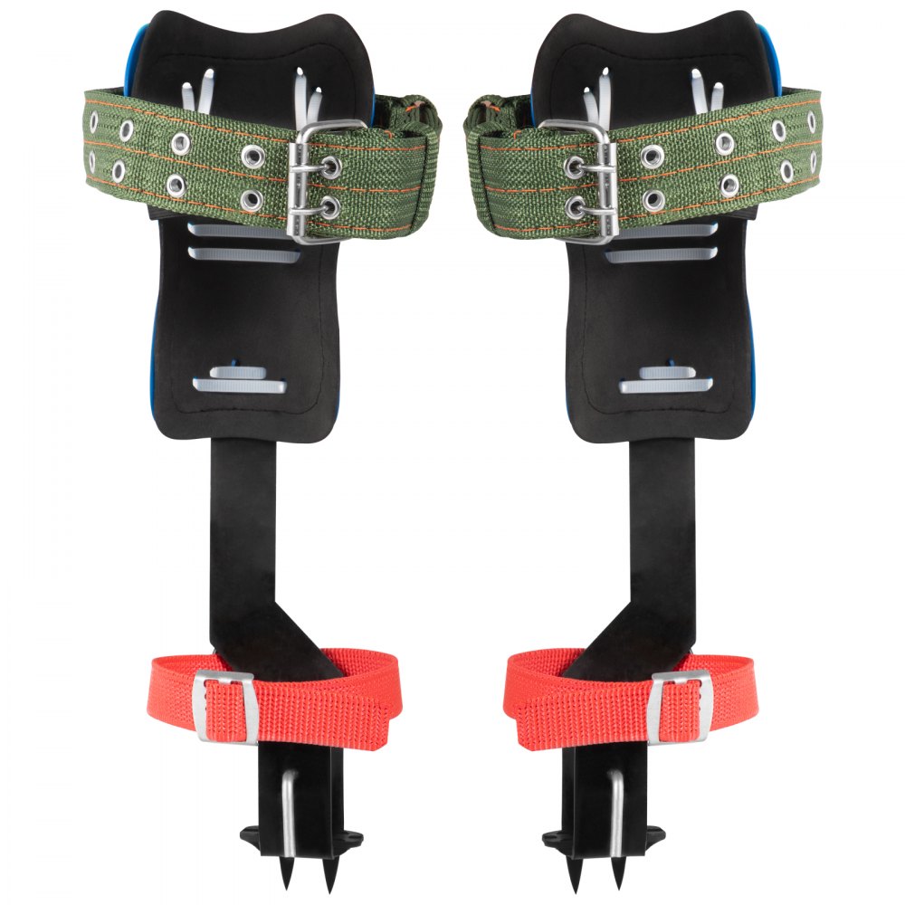 VEVOR Tree Climbing Spikes, 4 in 1 Alloy Metal Adjustable Pole Climbing Spurs, w/Security Belt & Foot Ankle Straps, Arborist Equipment for Climbers, Logging, Hunting Observation, Fruit Picking