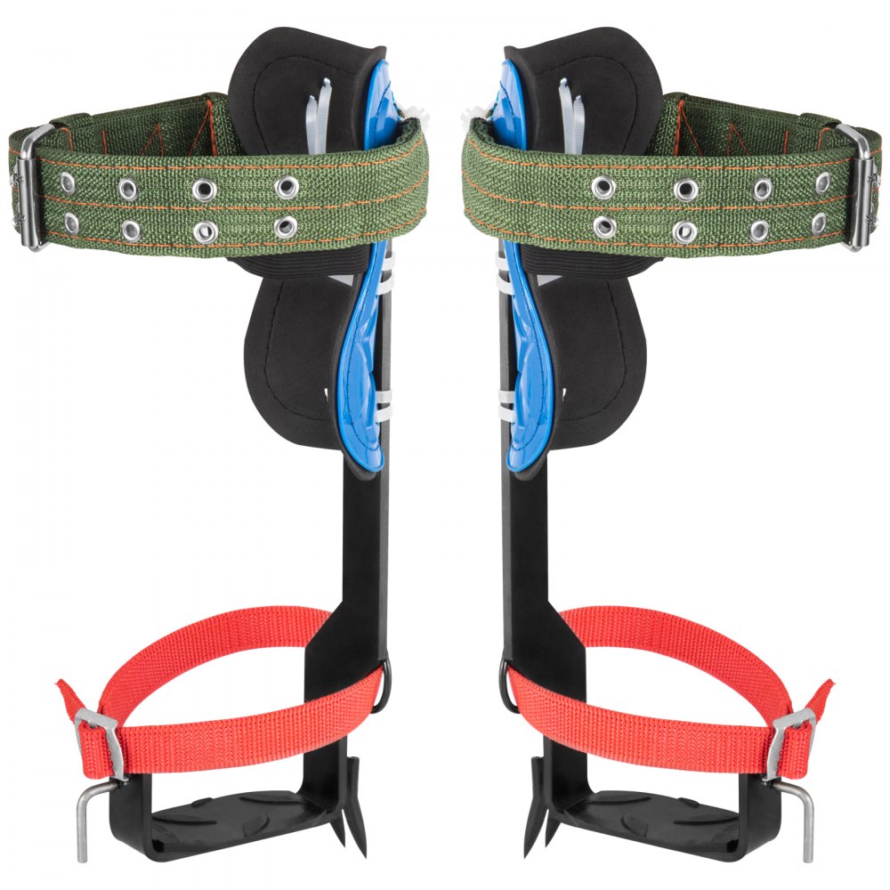 VEVOR Tree Climbing Spikes, 4 in 1 Alloy Metal Adjustable Pole Climbing Spurs, w/Security Belt & Foot Ankle Straps, Arborist Equipment for Climbers, Logging, Hunting Observation, Fruit Picking