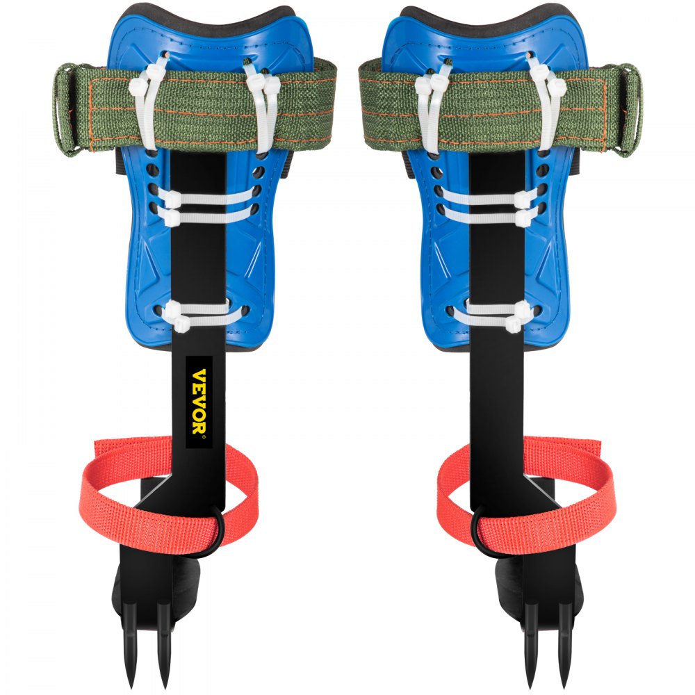 VEVOR Tree Climbing Spikes, 4 in 1 Alloy Metal Adjustable Pole Climbing Spurs, w/Security Belt & Foot Ankle Straps, Arborist Equipment for Climbers, Logging, Hunting Observation, Fruit Picking