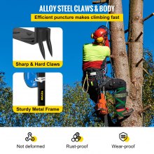 VEVOR Tree Climbing Spikes, 4 in 1 Alloy Metal Adjustable Pole Climbing Spurs, w/Security Belt & Foot Ankle Straps, Arborist Equipment for Climbers, Logging, Hunting Observation, Fruit Picking