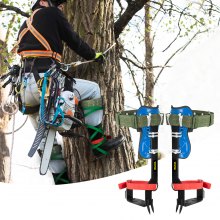 VEVOR Tree Climbing Spikes, 4 in 1 Alloy Metal Adjustable Pole Climbing Spurs, w/Security Belt & Foot Ankle Straps, Arborist Equipment for Climbers, Logging, Hunting Observation, Fruit Picking