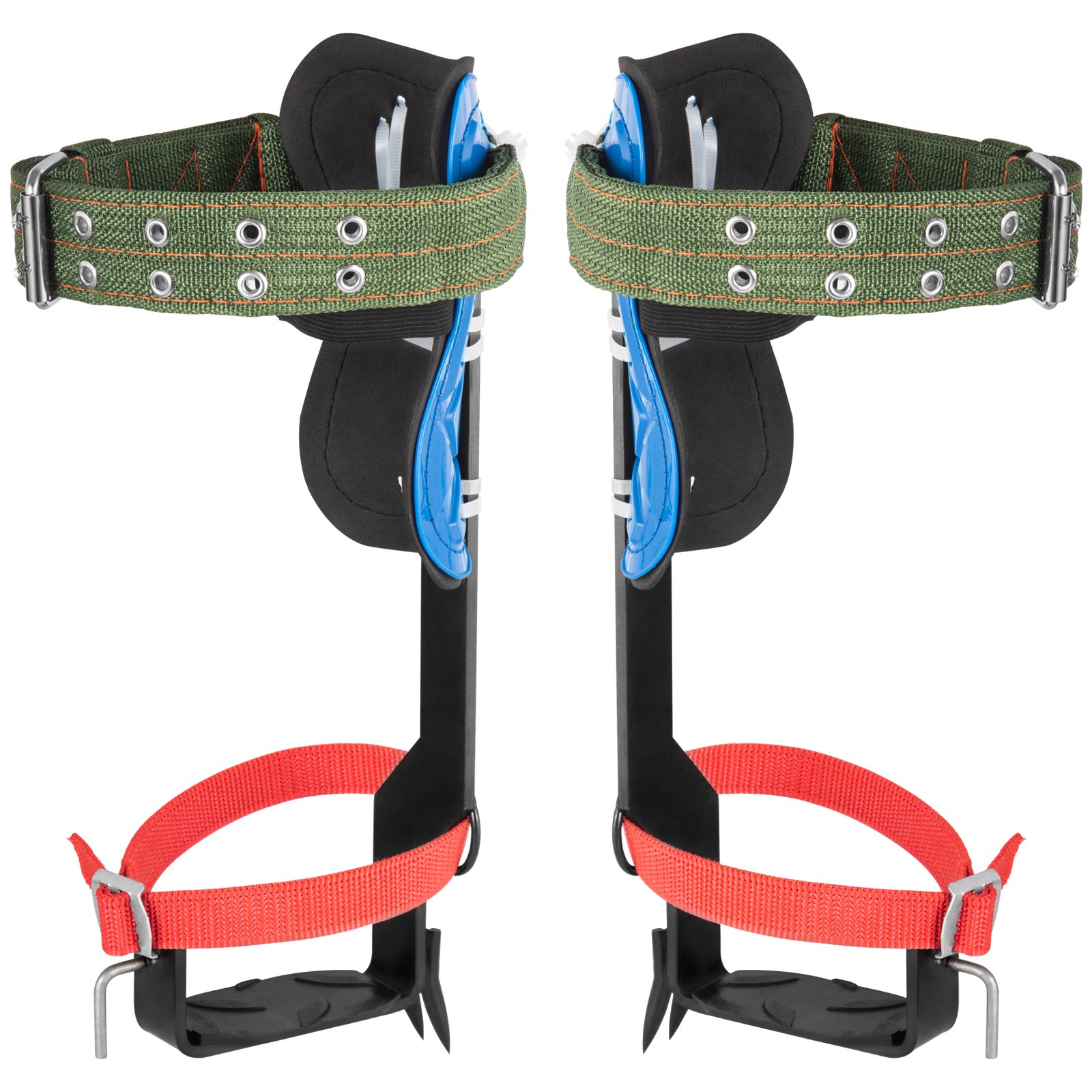 VEVOR Tree Climbing Spikes, 4 in 1 Alloy Metal Adjustable Pole Climbing Spurs, w/Security Belt & Foot Ankle Straps, Arborist Equipment for Climbers, Logging, Hunting Observation, Fruit Picking