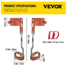 VEVOR Tree Climbing Spikes, 1 Pair Stainless Steel Pole Climbing Spurs, with Adjustable Straps and Cow Leather Padding, Arborist Equipment for Climbers, Logging, Hunting Observation, Fruit Picking