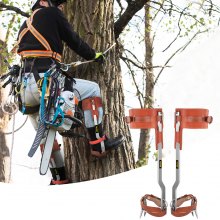 VEVOR Tree Climbing Spikes, 1 Pair Stainless Steel Pole Climbing Spurs, with Adjustable Straps and Cow Leather Padding, Arborist Equipment for Climbers, Logging, Hunting Observation, Fruit Picking