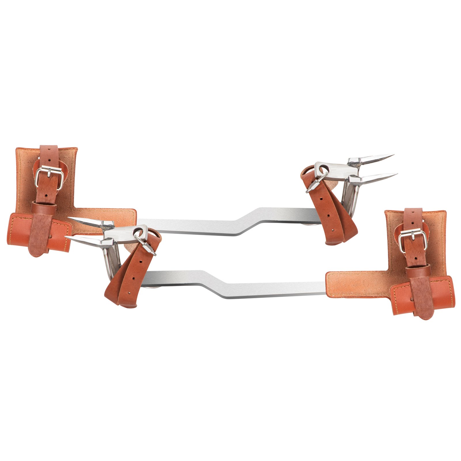 VEVOR Tree Climbing Spikes, 1 Pair Stainless Steel Pole Climbing Spurs, with Adjustable Straps and Cow Leather Padding, Arborist Equipment for Climbers, Logging, Hunting Observation, Fruit Picking
