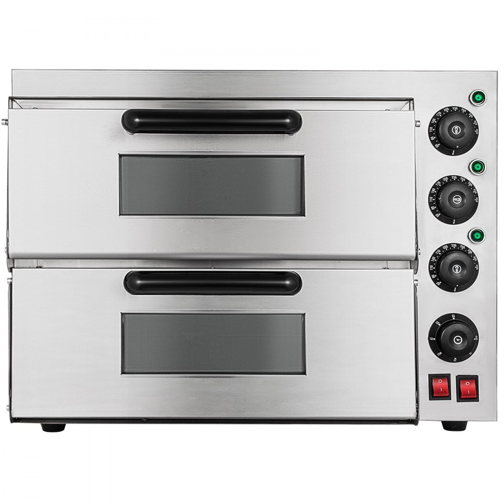 VEVOR 14'' Commercial Pizza Oven Countertop,110V 3000W Stainless Steel Electric Pizza Oven,Electric Countertop Pizza Double Deck Layer Multipurpose Snack Oven for Restaurant Home Pizza Pretzels Baked.