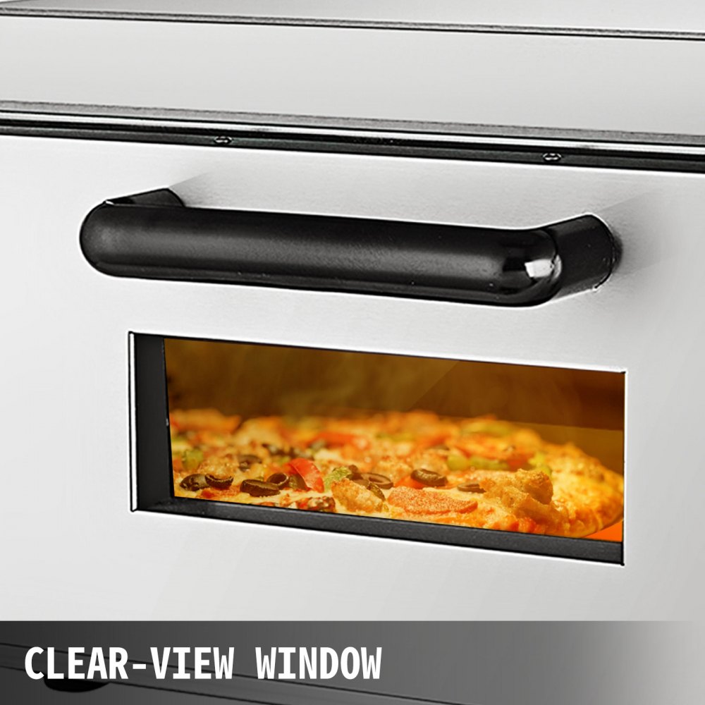VEVOR 14'' Commercial Pizza Oven Countertop,110V 3000W Stainless Steel Electric Pizza Oven,Electric Countertop Pizza Double Deck Layer Multipurpose Snack Oven for Restaurant Home Pizza Pretzels Baked.